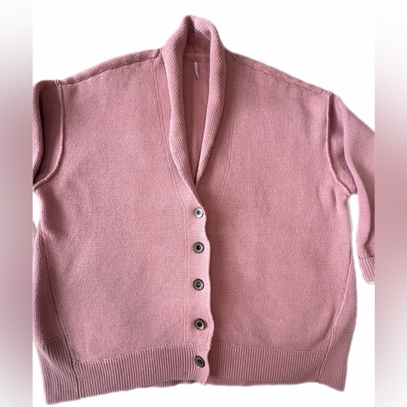 Free People Chamomile Pink Rose Cardigan Large EUC - Picture 6 of 14
